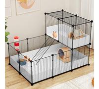 YITAHOME Indoor Small Animal Cage Playpen, Rabbit Guinea Pig Cage Playpen with Waterproof Plastic Liner, Metal Playpen for Bunny, Chinchilla and Hamster, Habitat Fence with DIY 25PCS Pannels