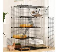 YITAHOME Large 4-Tiers Cats Cage Indoor, 104x72x140 cm Enclosure Metal Wire Cats Kennels with 4 Doors, 3 Ladders DIY Pet Playpen with Large Hammock for 1-3 Kitty, Rabbits, Chinchillas
