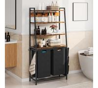 YITAHOME Laundry Basket, Floorstanding Laundry Sorter with Shelves and Hooks Washing Basket with 2 Pull-Out and Removable Bags Laundry Hamper for Bedroom Laundry Room Bathroom Dorm