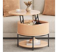 YITAHOME Lift Top Coffee Table, Round Coffee Table with Fluted Design and Hidde