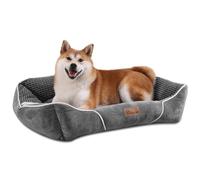 YITAHOME Medium Dog Bed Pet Sofa Bed, Super Soft Comfy Washable Dog Bed,Pet Bed with Anti-Slip Bottom,Soft Corn Velvet Pet Bed,64x53x20cm, Grey