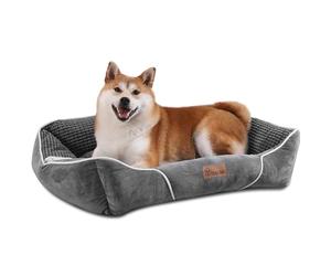 YITAHOME Medium Dog Bed Pet Sofa Bed, Super Soft Comfy Washable Dog Bed,Pet Bed with Anti-Slip Bottom,Soft Corn Velvet Pet Bed,64x53x20cm, Grey