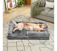 YITAHOME Medium Dog Bed Sofa,Removable Washable Cover，Pet Bed with Full Filled Side Edges,Soft and Cozy,for Large and Extra Large Dog,89x63x18cm,Grey (135x107x22cm(L X W X H))