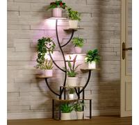 YITAHOME Plant Stand Indoor with LED Grow Lights, 7-Tier Metal Plant Shelf, 160CM Tall Curved Plant Holder Rack, Flower Holder Corner Stand for Living Room, Patio, Balcony