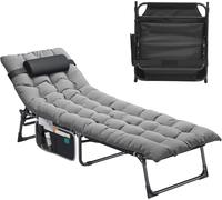 YITAHOME Reclining Sun Lounger with Cushion 190x68x31cm Folding Sun Bed 5 Posit