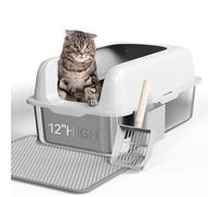 YITAHOME Stainless Steel Cat Litter Box with Double-Layer Cat Litter Mat, XXL Extra Large Metal Litter Tray with Scoop and Non-Slip Bottom, Anti-Leakage, Easy to Clean, 60x40x30 CM for Cats
