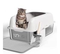 YITAHOME Stainless Steel Cat Litter Box with Double-Layer Cat Litter Mat, XXL Extra Large Metal Litter Tray with Scoop and Non-Slip Bottom, Anti-Leakage, Easy to Clean, 60x40x30 CM for Cats