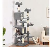 YITAHOME Tall Cat Tree for Indoor Cats, 190CM Multi-Level Cat Tower with Sisal Scratching Posts & Ramp, Plush Perches, Hammock, Spacious Condos, Cat Activity Center for Kittens, Grey