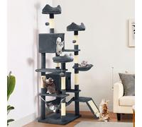 YITAHOME Tall Cat Tree for Indoor Cats, 190CM Multi-Level Cat Tower with Sisal Scratching Posts & Ramp, Plush Perches, Hammock, Spacious Condos, Cat Activity Center for Kittens, Dark Grey