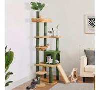 YITAHOME Tall Cat Tree Tower with Leaves for Indoor Cats, 72.8in Cute Cat Climbing Tower with Self-Grooming Brush, Cat Condo, Top Perch, Basktet, Sisal Scratching Posts and Board,Toy Balls