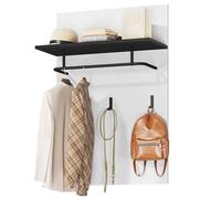 YITAHOME Wall Mounted Coat Rack with Storage Shelf, Clothes Rail with 3 Hooks, Hooks Rack Stand, Hallway Coat Rack Rail, Entryway, Bedroom, Living Room, White