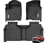 YITAMOTOR Floor Mats Compatible for 2019-2023 Chevrolet Silverado 1500/GMC Sierra 1500 & 2020-2023 Chevy Silverado/GMC Sierra 2500HD/3500HD Crew Cab with Rear Underseat Storage Box, Front Bucket Seat