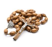 YITANA Wall Rosary Prayer Bead Necklace Pine Wood made Extra Large Hanging Cross for Church Home Decoration