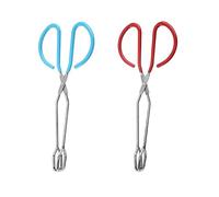 Yitaocity 2Pcs 10 Inch Scissor Food Tongs,Stainless Steel Kitchen Tongs Serving Tong with Soft Handles for Cooking,Barbecue,Grilling,Heavy Duty Buffet Pliers (Red+Blue)