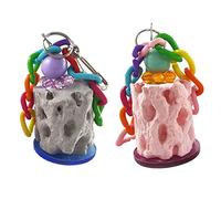 Yitaocity 2Pcs Bird Calcium Teeth Grinding Chew Treats Bird Beak Grinding Stone Toy for Parrot Parakeet Cockatiel Chinchilla Rabbit Gerbil Mouse Hamster