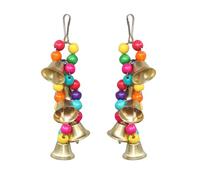Yitaocity 2Pcs Bird Chewing Toy with Bells, Colorful Wood Beads with Bells Toy for Budgie Parakeet Cockatiel Conure African Grey Lovebird Cockatoo Small to Medium Birds, Cage Hanging Perch Toys