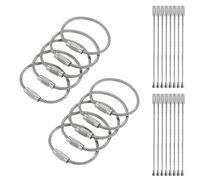Yitaocity 50Pcs Stainless Steel Wire Keychains Aircraft Cable Key Ring String Wire Loop for Luggage Tags Keychain Wire Ring Cable ID Tags (Length: 25cm/10inch), Silver