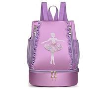 Yitengteng Ballet Dance Backpack with Separate Shoe Compartment,Little Girls Ballerina Bag, Purple, 33*26*16cm, Classic