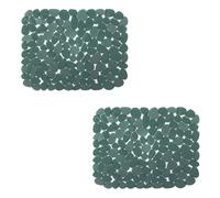 Yiter 2Pcs Adjustable PVC Pebble Sink Protector, Dish Drying Mat for Bathroom Kitchen Sink Countertop, 15.8 x 12 inch, Green