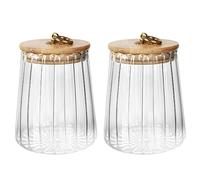 Yiter Glass Jars with Lids, Large Tea Coffee Sugar Canisters with Bamboo Lids for Spice, Nuts, Flour, Beans, Versatile Storage Jars for Kitchen, Pantry, 700 ml-2 Packs(Conical)