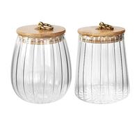 Yiter Glass Jars with Lids, Large Tea Coffee Sugar Canisters with Bamboo Lids for Spice, Nuts, Flour, Beans, Versatile Storage Jars for Kitchen, Pantry, 700 ml-2 Packs(Conical+Oval)