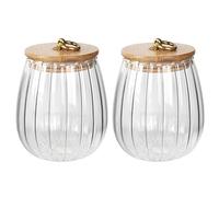 Yiter Glass Jars with Lids, Large Tea Coffee Sugar Canisters with Bamboo Lids for Spice, Nuts, Flour, Beans, Versatile Storage Jars for Kitchen, Pantry, 700 ml-2 Packs (Oval)
