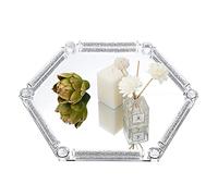 Yiter Glass Perfume Tray, Crystal Vanity Tray, Crushed Diamond Mirror Tray for Cosmetics, Trinket, Makeup Holders for Dressing Table, Countertop Organizer for Bedroom, Bathroom (silver)