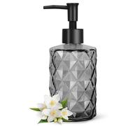 Yiter Glass Soap Dispenser, 330 ml Soap Dispenser with Plastic Pump for Bathroom, Kitchen, Refillable Hand Soap Dispenser for Lotion, Detergent, Essential Oil(1pc/Black)