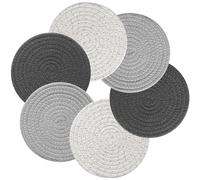 Yiter Round Placemat and Coaster Set of 6, 18cm/ 7in Cotton Woven Placemats, Outdoor Table Mats and Coasters, Table Runners for Kitchen Dining Table, Home Decoration(Multi)
