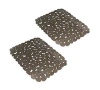 Yiter Sink Protector Mats, Silicone Mats Set of 2 for Ceramic Sinks, Stainless Steel Sinks, Non Slip Drainer Board Mats for Kitchen, Bathroom(Brown)