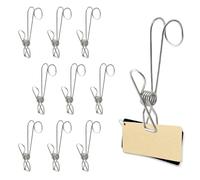 Yitexin 10 Pieces Stainless Steel Clothes Pinswith Hooks, Long Tail Metal Clips for Hanging Storage, Outdoor Metal Clips Heavy Duty, Large Clip Hooks for Offices Kitchens Bathrooms (10 PCS)