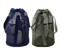 Yitexin 2 Packs Shower Caddy Portable Hanging, Sandproof Mesh Beach Bag, Drawstring Shower Bag with 2 Pockets for Camping Traveling Dorm Men Women Gym College Bathroom Toiletry (green&blue)