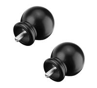 Yitexin 2 Pieces Black Round Curtain Rod Finials with M5 Screws, Screw on Curtain Rod End Caps, Plastic End Cap Replacement Finials for Bedroom Living Room Drapery (2Pcs)