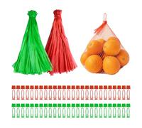 Yitexin 200 Reusable Mesh Vegetable Bags, 15.7" Plastic Mesh Production Bags with Buttons, Onion Storage Bags for Vegetables, Fruits, and Seafood (200Pcs)