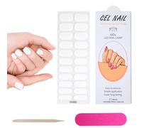 Yitexin 22 PCS Semi Cured Gel Nail Strips Kit, Waterproof Gel Nail Stickers UV Light Required, DIY Short Nail Polish Strips, Self Adhesive Gel Nail Wraps with Nail File & Stick (White)