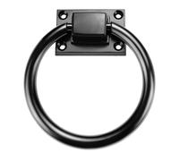 Yitexin 3.8" Black Round Ring Door Pull Handle with 4 Screws, Zinc Alloy Sliding Barn Door Handles, Outdoor Garage Gate Handle for Vintage Wooden Sheds Farmhouse Garden Hallway Closets Drawers (1Pcs)