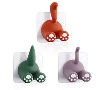 Yitexin 3 Pack Multi-Purpose Animal Tail Hooks, Cartoon Adhesive Wall Mount Hook, Cute Toothbrush Holder, Kitchen Bathroom Utility Hanger for Hanging Towel Key Hat, Cable Holder Organizer