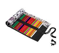 Yitexin 36 Slot Colored Pencil Roll Up Case, Color Pencil Wrap Roll Up Pen Case, Canvas Rolling Pencil Holder Paint Brush Pouch Organizer for Drawing Coloring Sketching Artist Supplies (36 Slot Cat)