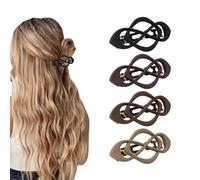 Yitexin 4 Pieces Crossover Shape French Hair Barrettes, Vintage Elegant Flat Hair Clips, Decorative French Barrette Clips for Women Girls Half-Up Hairstyle (Black, Purple, Dark, and Light Brown)