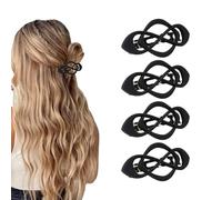 Yitexin 4 Pieces Crossover Shape French Hair Barrettes, Vintage Elegant Flat Hair Clips, Decorative French Barrette Clips for Women Girls Half-Up Hairstyle (Black)