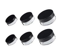 Yitexin 6 Pieces 3 Size Plastic Loose Powder Containers, Refillable Travel Face Makeup Powder Case Box, No Leak Reusable Empty Cosmetic Container with Rotatable Sifter & Screw Lid (6, Black)