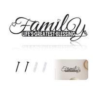 Yitexin Balck Metal Script Bathroom Wall Decor with Screw, Rustic Farmhouse Metal Bath Wall Art, Hanging Bathroom Letter Sign of Family Life’s Greatest Blessing for Home Toilet Decor (38 x 13 cm)