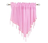 Yitexin Beaded Sheer Windows Valance 130 cm W x 60 cm L, Scalloped Kitchen Curtain, Bathroom Swag Sheer with Rod Pocket, Short Valance Drape for Bedroom Living Room (Light Pink)