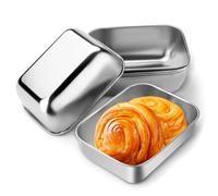 Yitexin Set of 6 Stainless Steel Mini Loaf Pans, 5.23" x 3.9" Small Bread Loaf Pans, Metal Bread Baking Tins for Homemade Sourdough Meatloaf Sandwich Lasagna Cakes Brownies Toast (6Pcs)