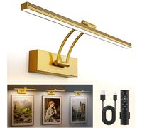 YITGOG Picture Lighs for Wall Rechargeable Picture Light with Remote,40cm Wireless Picture Light Magnetic Painting Light with Dimmable & 3 Color Change for Dartboard Frame Mirror (Gold)