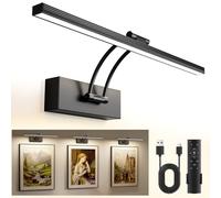 YITGOG Picture Light for Wall Rechargeable Wireless Picture Light with Remote Control,Magnetic Painting Light with Dimmable & 3 Color Change Rechargeable Wall Lights for Dartboard Frame Mirror (Black)