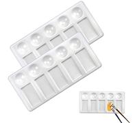 YiThao 2 PCS Paint Palette, 20 Well Rectangular Mixing Palette wet palette White Plastic, Oil & Watercolour for Artists, Students & Kids, 25x21x1.6 (2303)