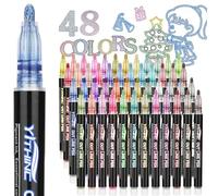 YITHINC Glitter Outline Markers, Gifts for Teenage Girls, Birthday Presents for Kids, 48 Metallic Colouring Pens, Art and Crafts Supplies Set for Kids Ages 4-16