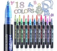 YITHINC Glitter Outline Markers Pens, Art and Crafts for Kids, Gifts for Teenage Girls Birthday Presents, 18 Sparkle Metallic Colouring Pens, Kids Stationary Sets, Girls Crafts Age 4-16
