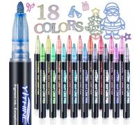 YITHINC Glitter Pens Outline Marker Pen, Stocking Fillers, 18 Sparkle Metallic Colouring Pens for Arts and Crafts, DIY Projects, Greeting Cards, Scrapbooking, Cool Fun Art Crafts Supplies